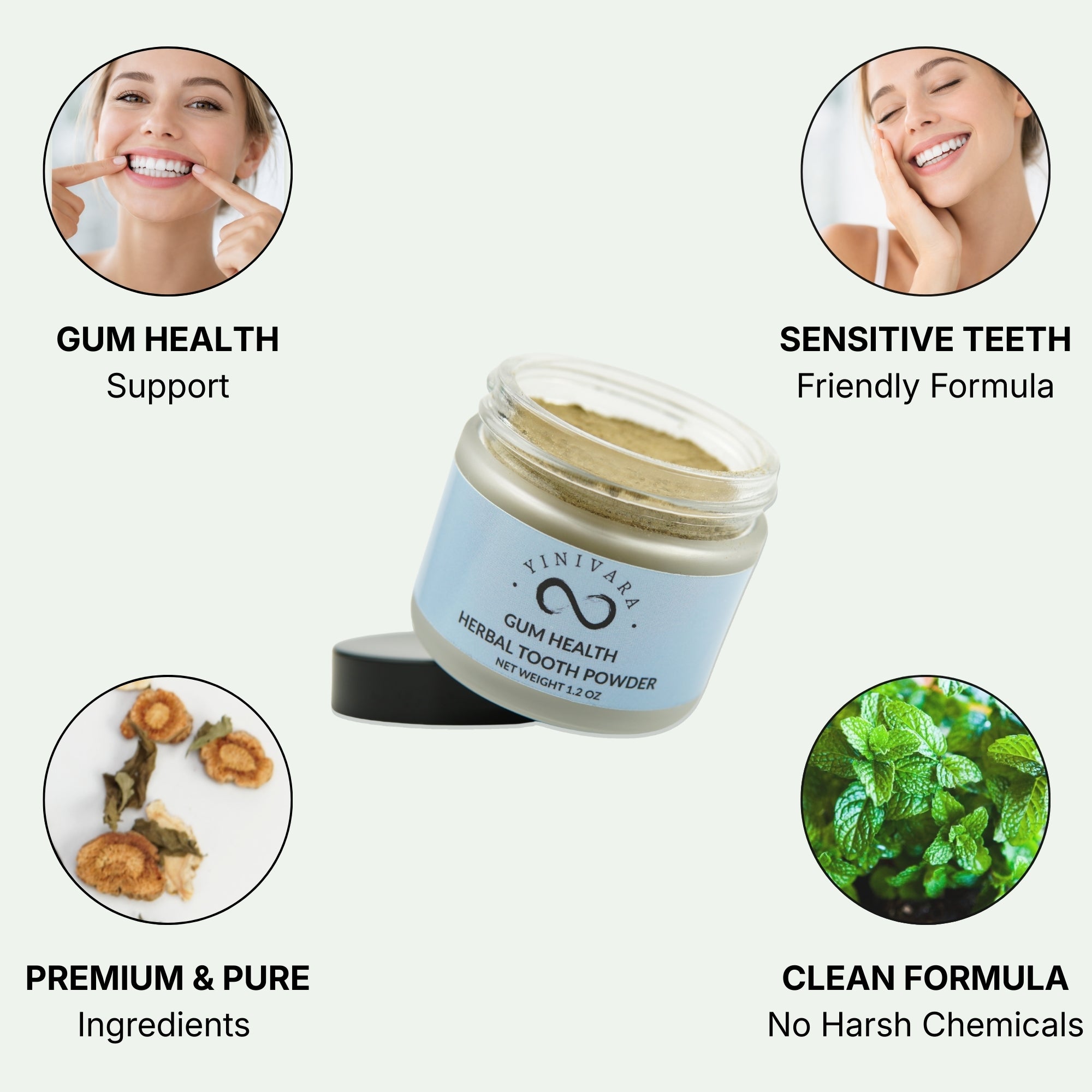 Gum Health Tooth Powder for Sensitive Teeth – Fluoride-Free with Ginseng & Herbs